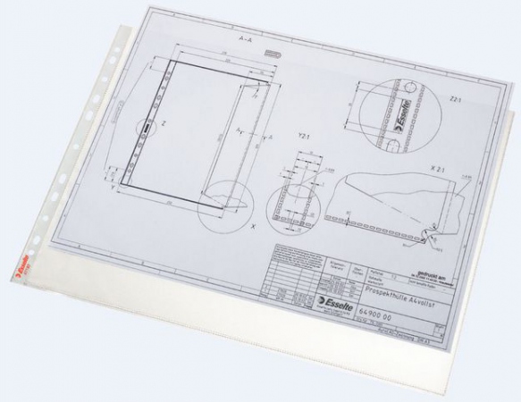 Esselte pocket Premium clear textured 75my A3L TO (50)