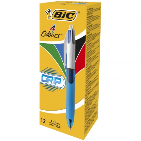 BIC Grip Kulepenn 4-farger 0,7mm. Rd/bl/grnn/sort