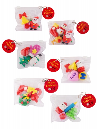 Erasers Christmas 4/set