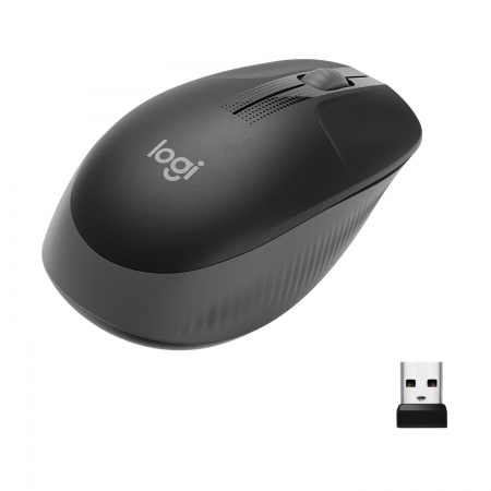 M190 Full-size wireless mouse, Charcoal