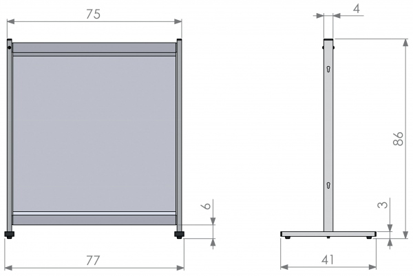 Skillevegg bord film medium 77x86cm