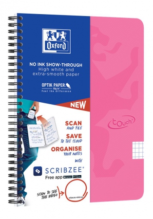 Oxford Touch notebook A5+ squared 5x5 70 sheets 90g pink