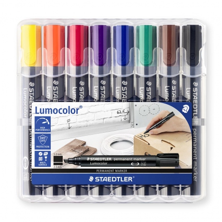 STAEDTLER Merkepenn Lumocolor Perm. Skr 2-5mm assortert (8)