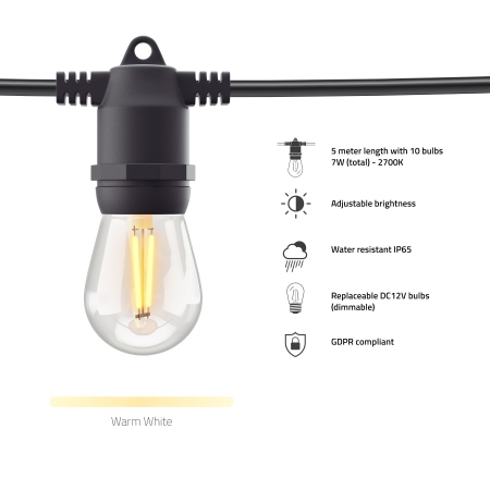 Hombli Smart Utendrs Lyslenke Forlenger (5m)