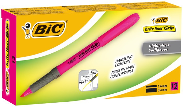 BIC Brite Liner Grip textMarker pink