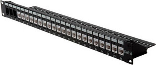 BildeROLINE UTP Patch Panel Cat.6 19" Keystone Frame 24 Port Black