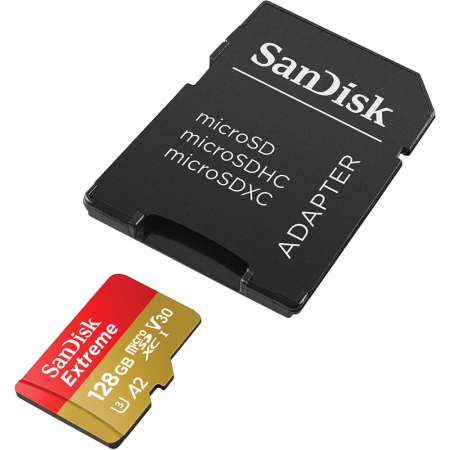 SANDISK MicroSDXC Extreme 128GB Adapter 190MB/s A2 C10 V30