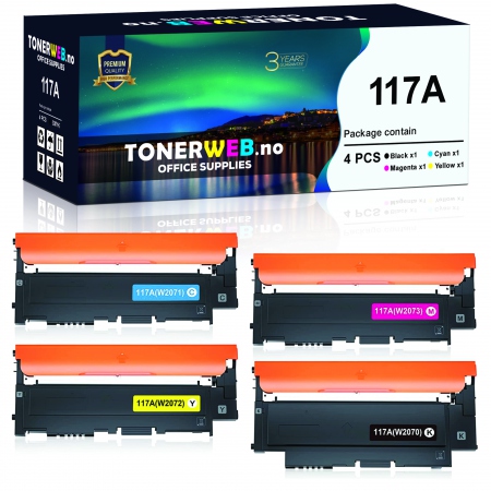 Tonerkassett, erstatter HP Toner 4 -pack 117A BK/C/Y/M