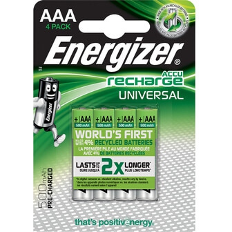 ENERGIZER Batteri AAA/LR03 Oppladbart Ni-Mh 500mAh 4-pack