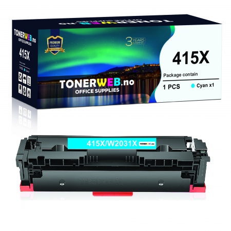 Tonerkassett, erstatter HP Toner Cyan 415X (6000 sider) 