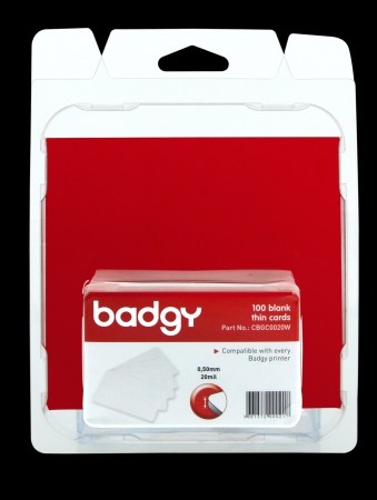 Evolis Badgy blank white 0,50mm thick cards (100)