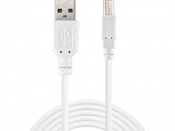 USB 2.0 A-B Cable, White (1.8m)