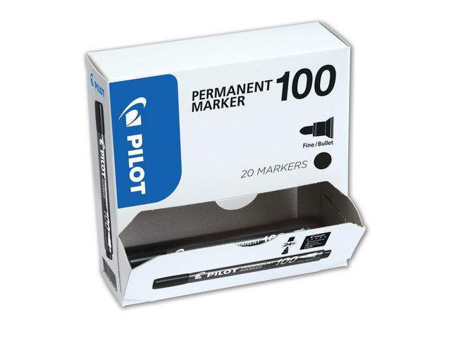 BildeMerkepenn Pilot Sca 100 Sort (20 stk)