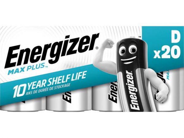 Batteri Energizer Max Plus D (20 stk)