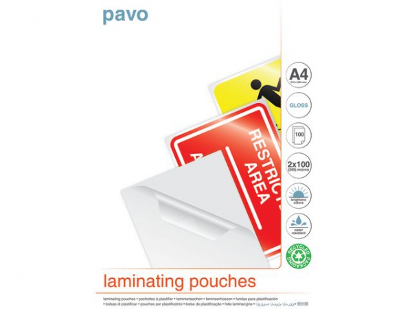 Lamineringslomme Pavo A4 100My (100 stk)