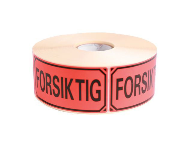 BildeEtikett 'Forsiktig' 50X100Mm Rull (1000 stk)