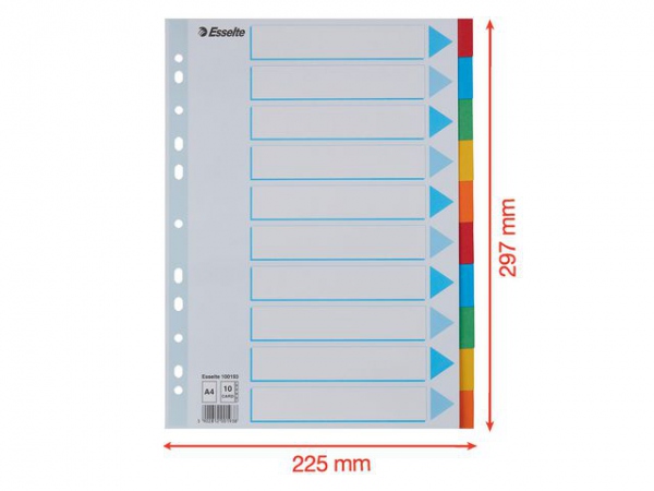Skilleblad Esselte A4 10-Delt Kart 5 Frg (10 stk)