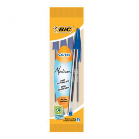 Kulepenn Bic Cristal M Blå (4 stk/pose, 10 poser)