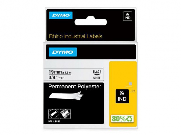 Tape Dymo Rhino Permanent 19Mmx5,5M Hvit