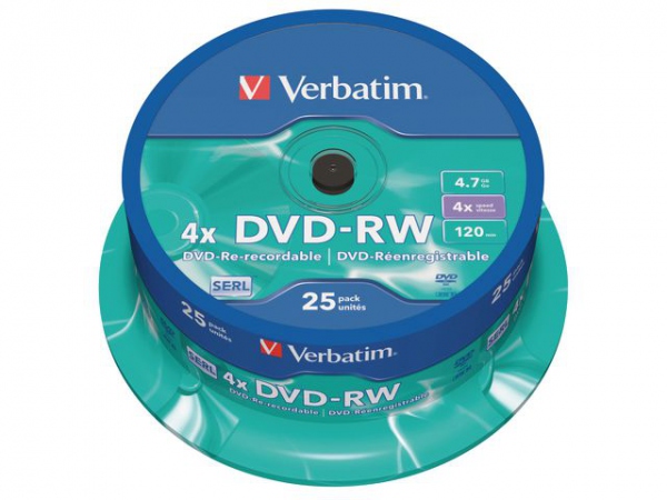 Dvd-Rw Verbatim 4.7Gb 4X Spindle (25 stk)