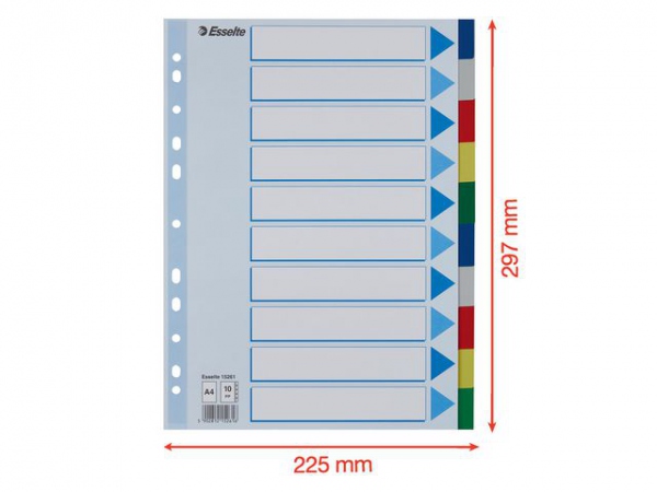 Skilleblad Esselte A4 Pp 10-Delt 5Frg