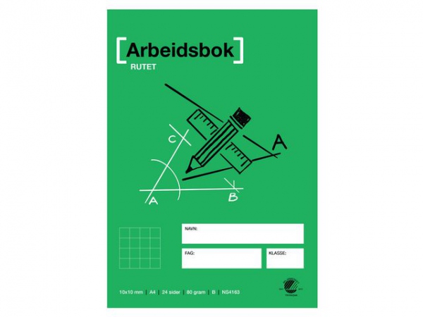 Arbeidsbok A4 80G 10X10 Rutet (20 stk)