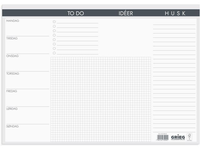 BildeSkriveunderlag Grieg A3 M/Ukeplan