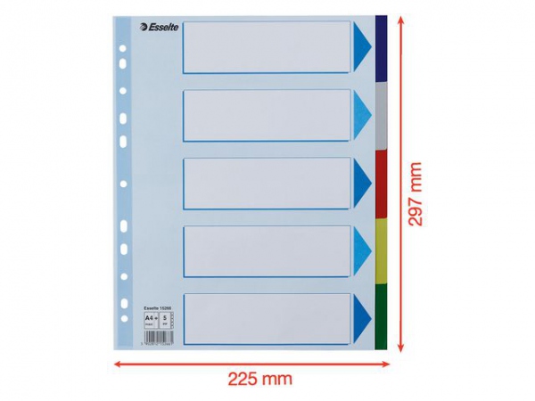 Skilleblad Esselte A4+ Pp 5-Delt 5Frg (20 stk)