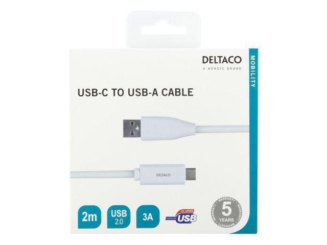 BildeKabel Deltaco Usb-C Til Usb-A 2M