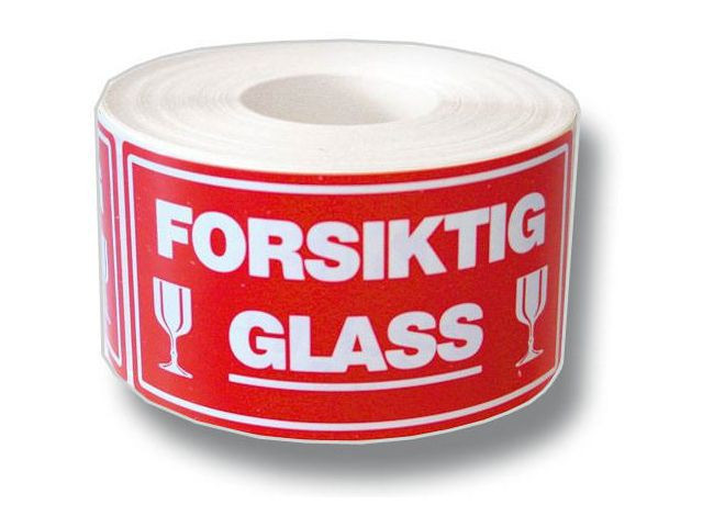 BildeEtikett Forsiktig Glass (500 stk)