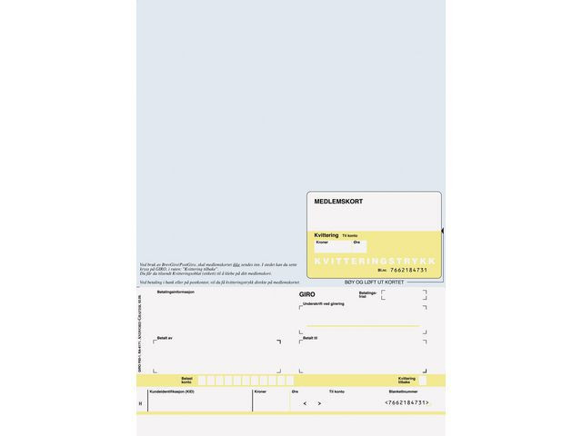 BildeGiro Med Medlemskort A4 Laser 1X (125 stk)