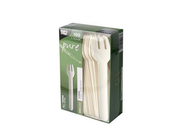 Gaffel Pure Papp 15,5Cm Hvit (100 stk/pk, 10 pakker)