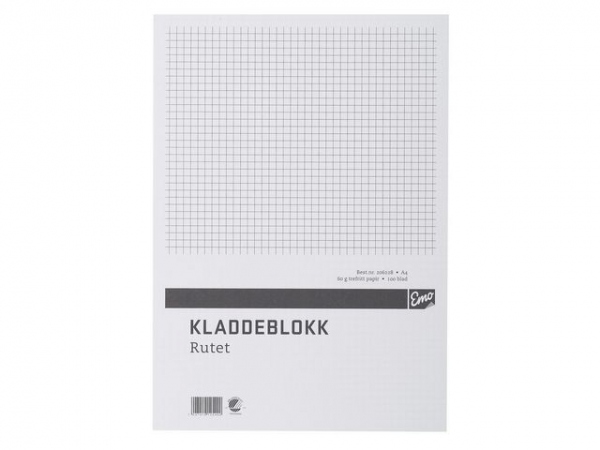 Kladdeblokk Emo A4 60G 100 Blad Ruter (10 stk)