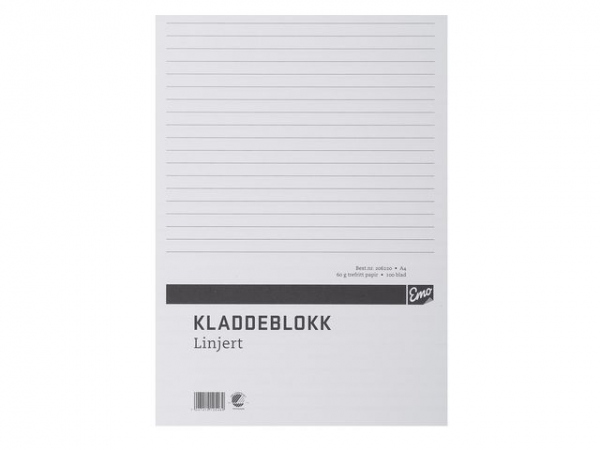 Kladdeblokk Emo A4 60G 100 Blad Linjer (10 stk)