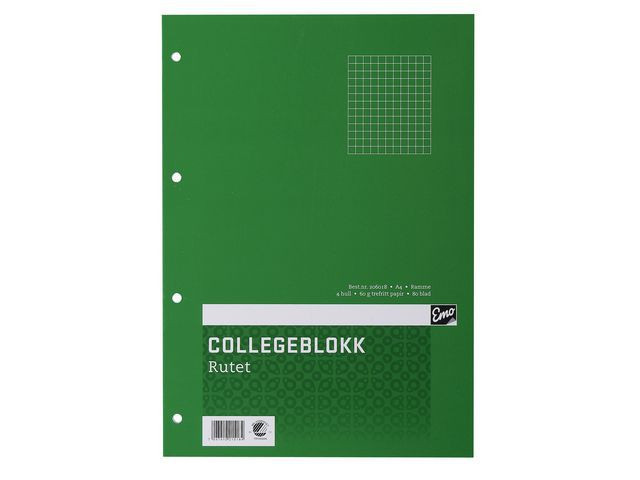 BildeCollegeblokk Emo A4 60G 80Bl Ruter (2 stk)