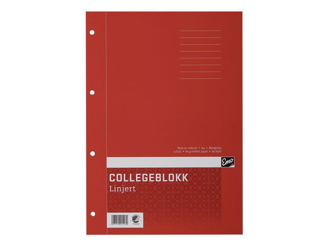 BildeCollegeblokk Emo A4 60G 80Bl Linjer (2 stk)