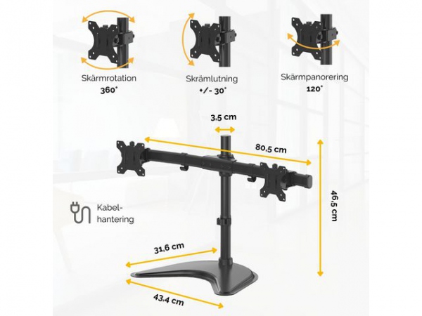 Skjermarm Fellowes Dual