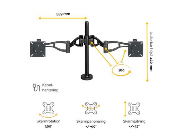 Skjermarm Fellowes 8041701 Dual/Depth