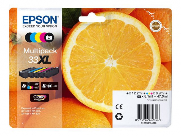 Blekk Epson 33Xl C13T33574011 Cmyk+Pk