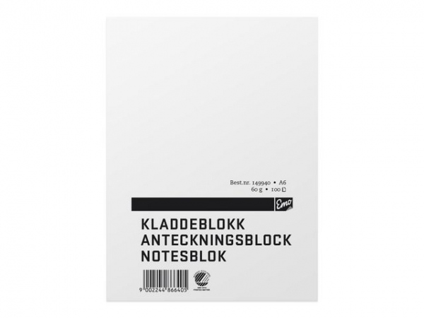 Kladdeblokk Emo A6 60G 100 Blad Ulinjert (10 stk)