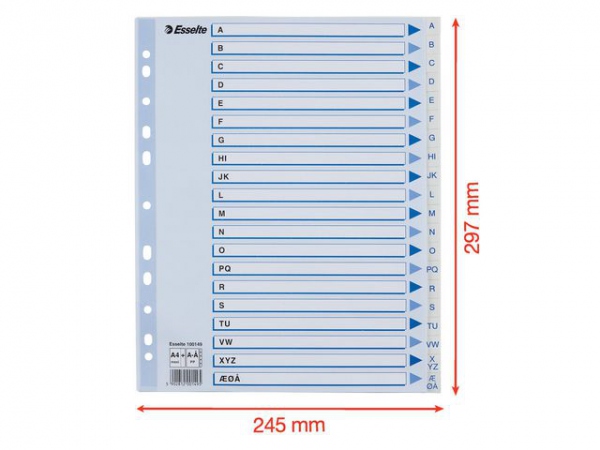 Register Esselte A4 Plast Maxi A-Å Hvit