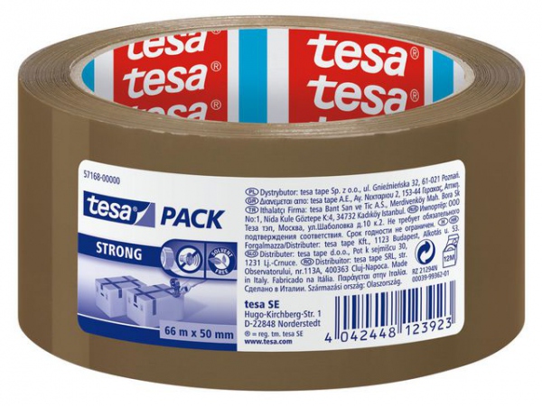 Emballasjetape Tesa Strong 50Mmx66M Brun (6 ruller)