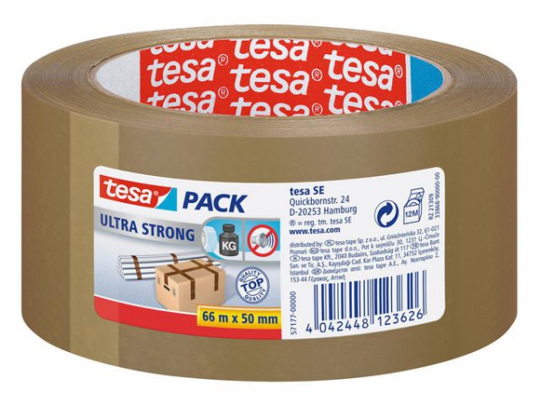 Emballasjetape Tesa Ultra 50Mmx66M Brun (6 ruller)