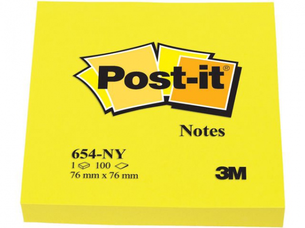 Notatblokk Post-It 76X76 654 Neongul (6 stk)