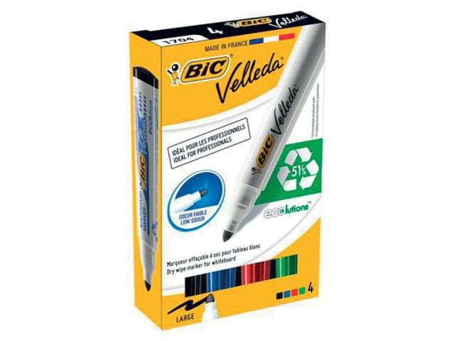 BildeWhiteboardpenn Bic Velleda 1701 Ass (4 stk)