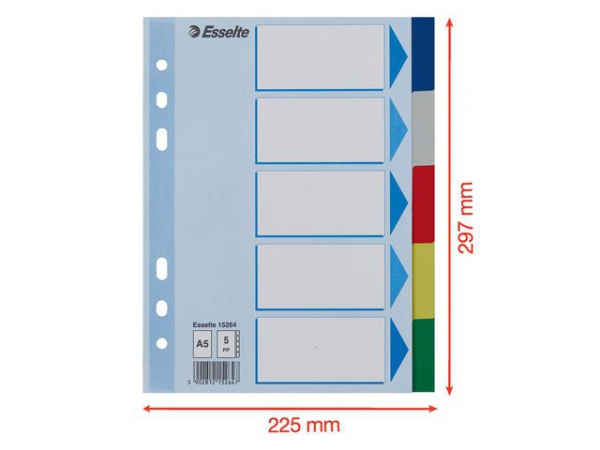 Skilleblad Esselte A5 Pp 5-Delt 5Frg