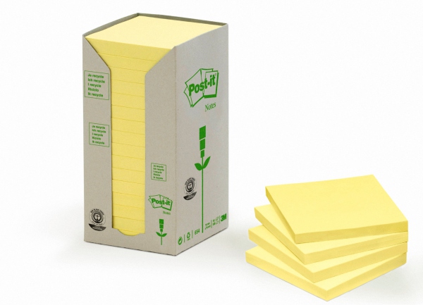 Post-it Klistrelapper 76x76 recycled gul (16)